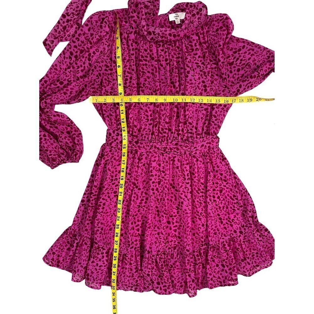 Entro Pink Leopard Tie Neck Mini Dress NWOT Small - Picture 8 of 8